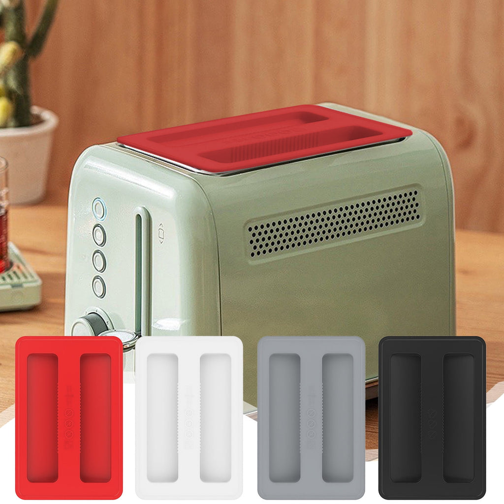 Silicone Toaster Cover 2 Slice Wide Slot,Reusable Heat Resistance Bread Machine Topper Cover,Dirt Proof Sandwich Accessories That Fit Most Toasters,Simple Design Easy to Clean & Wipe White