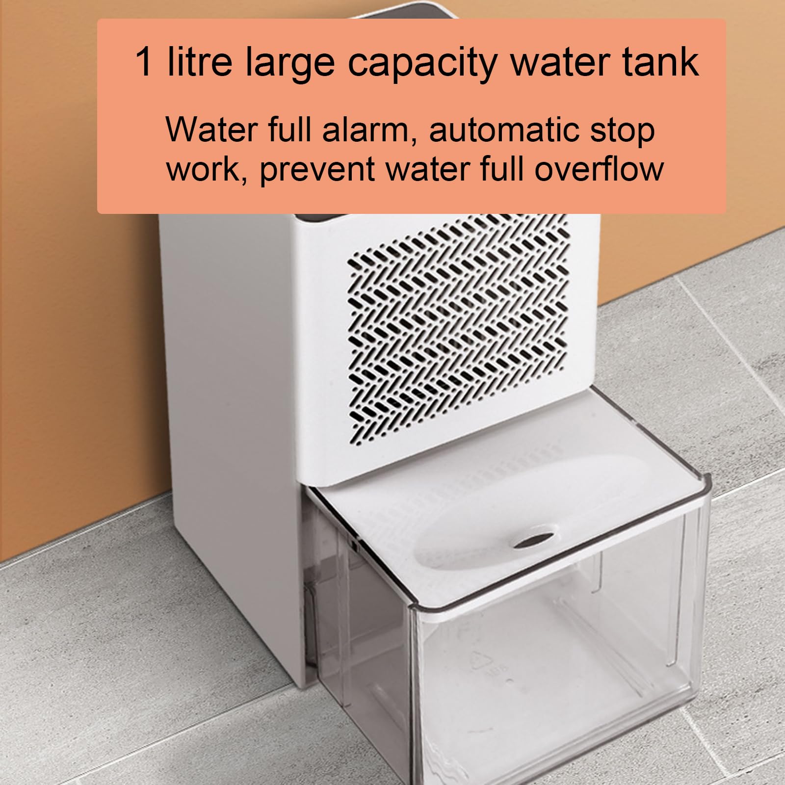 Dehumidifier 1L Tank Quiet Auto Off Portable Basement Bathroom Caravan