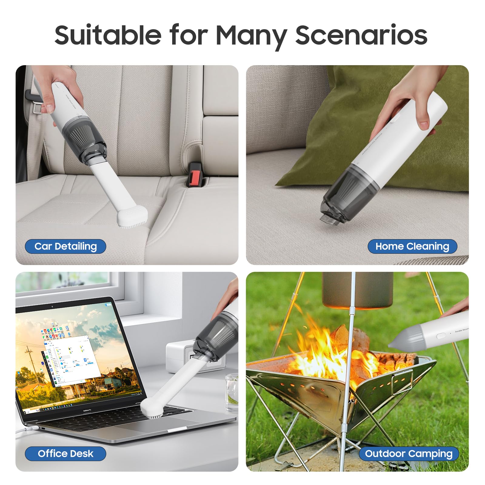 Handheld Vacuum Cleaner - Cordless Vacuum Cleaner - Car Vacuum Cleaner - Portable Vacuum Cleaner - Handheld Vacuum Cleaner - USB Rechargeable - Strong Suction - Washable Filter - Includes 2 Filters - Cordless - Mini Vacuum Cleaner - Bagless - Compact - Wh
