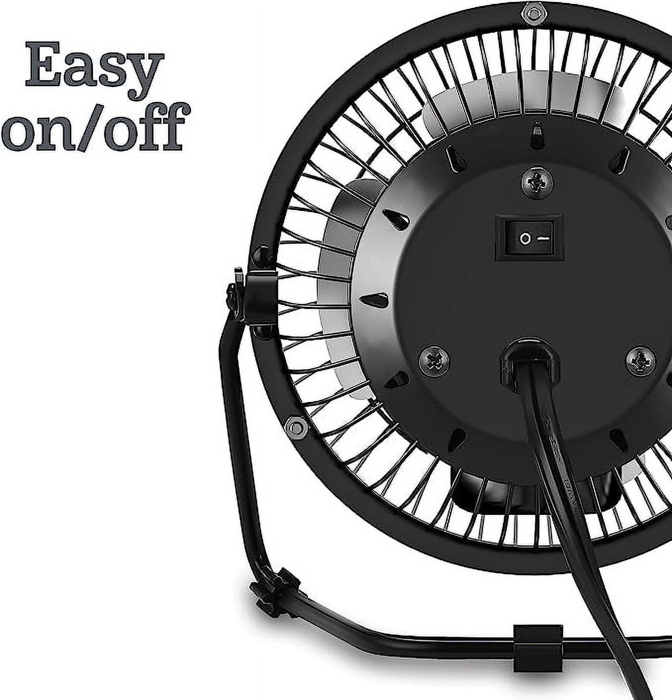 Tutuviw 4 Inch USB Desk Fan,Small and Quiet,Powerful USB Powered Portable Fan,Strong Airflow,Mini Metal USB Fan,360°Rotation,Personal Cooling Fan with 2 Speed for Home Office,Black Blue