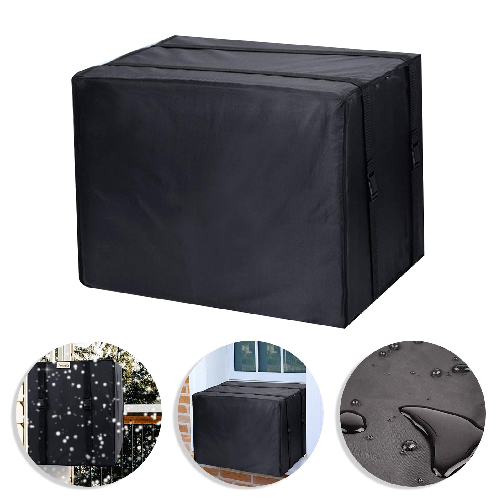 Cheers.US Window Air Conditioner Cover Outdoor, Outside Window AC Unit Cover Black Dust-Proof Waterproof AC Cover Outdoor Window AC Protection Cover M Black
