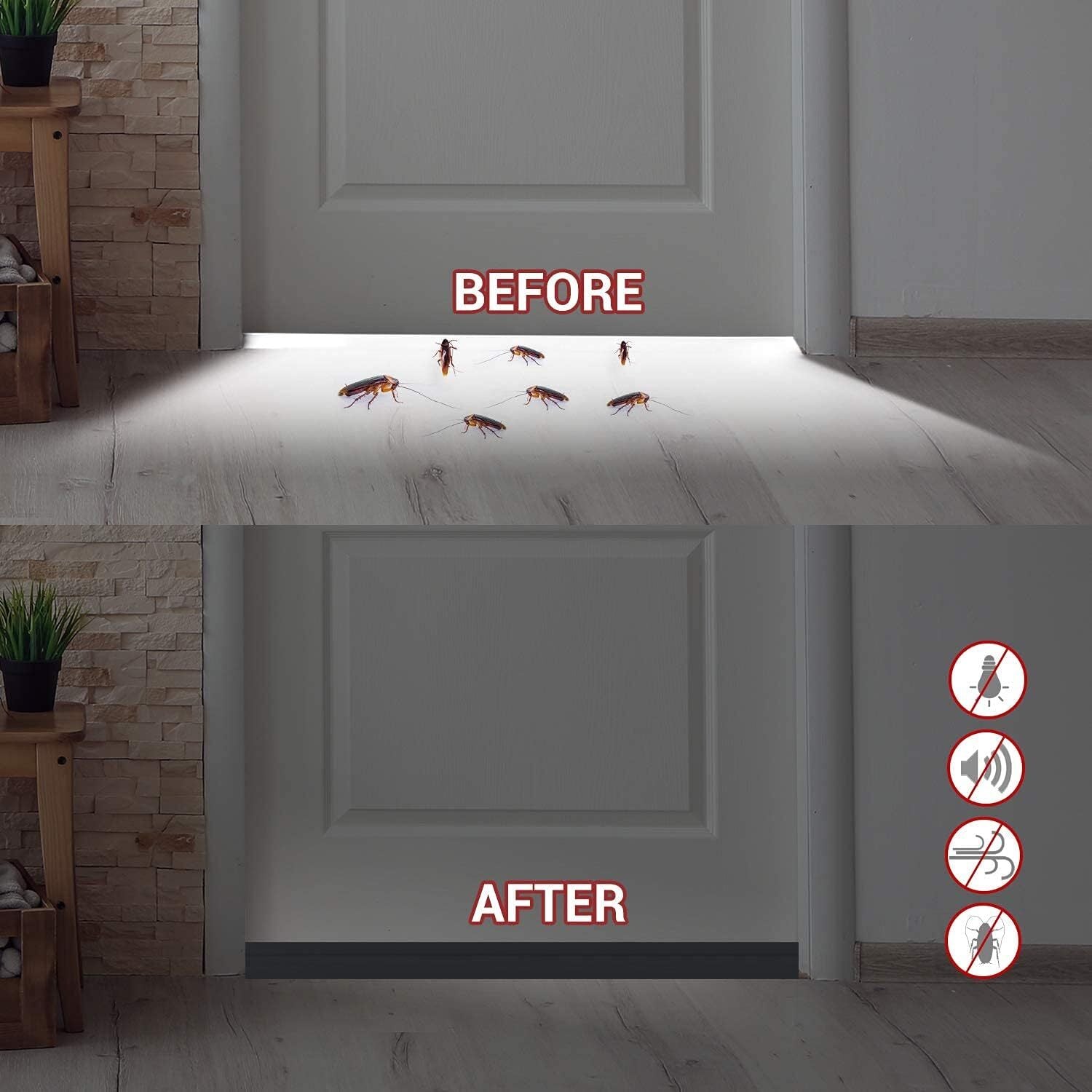 Door Draft Stopper, 37 Inch Under Door Sweep Bottom Blocker with Rubber Seal Strip, Under Door Seal for Exterior/Interior, Soundproof Weather Stripping Door Seal(White) 2PC Brown