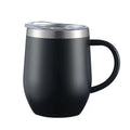 12oz Insulated Coffee Mug with Handle Stainless Steel Insulated Coffee Mug Double Wall Vacuum Travel Mug Tumbler Cup with Sliding Lid Travel Coffee Cup Thermal Cup Black