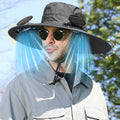 Solar Fan Hat Wide Brim Solar Fan Hat Outdoor Wide Brim Sun Hat with Solar Fan Fishing Hat, Removable & USB Charging Fan B-Dark Gray