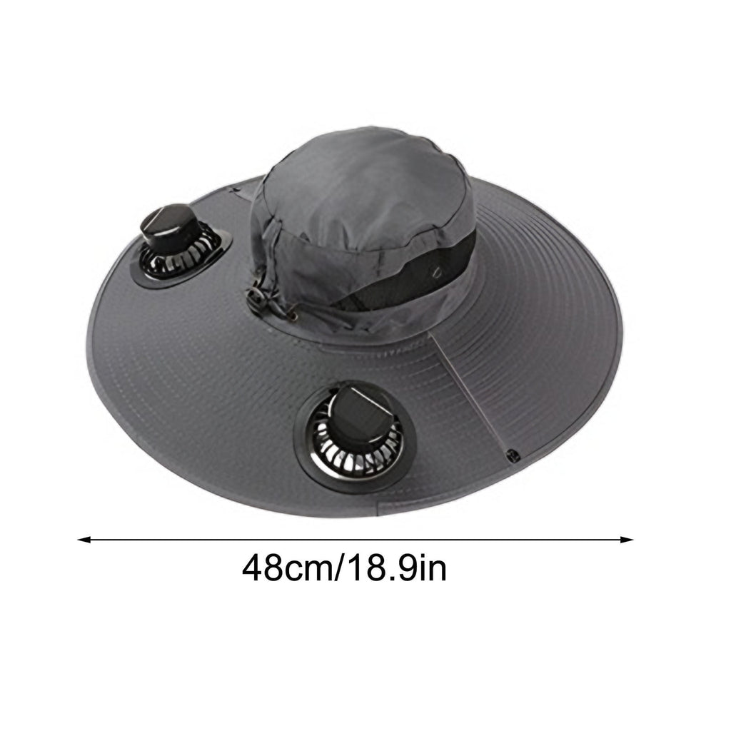 Solar Fan Hat Wide Brim Solar Fan Hat Outdoor Wide Brim Sun Hat with Solar Fan Fishing Hat, Removable & USB Charging Fan B-Dark Gray