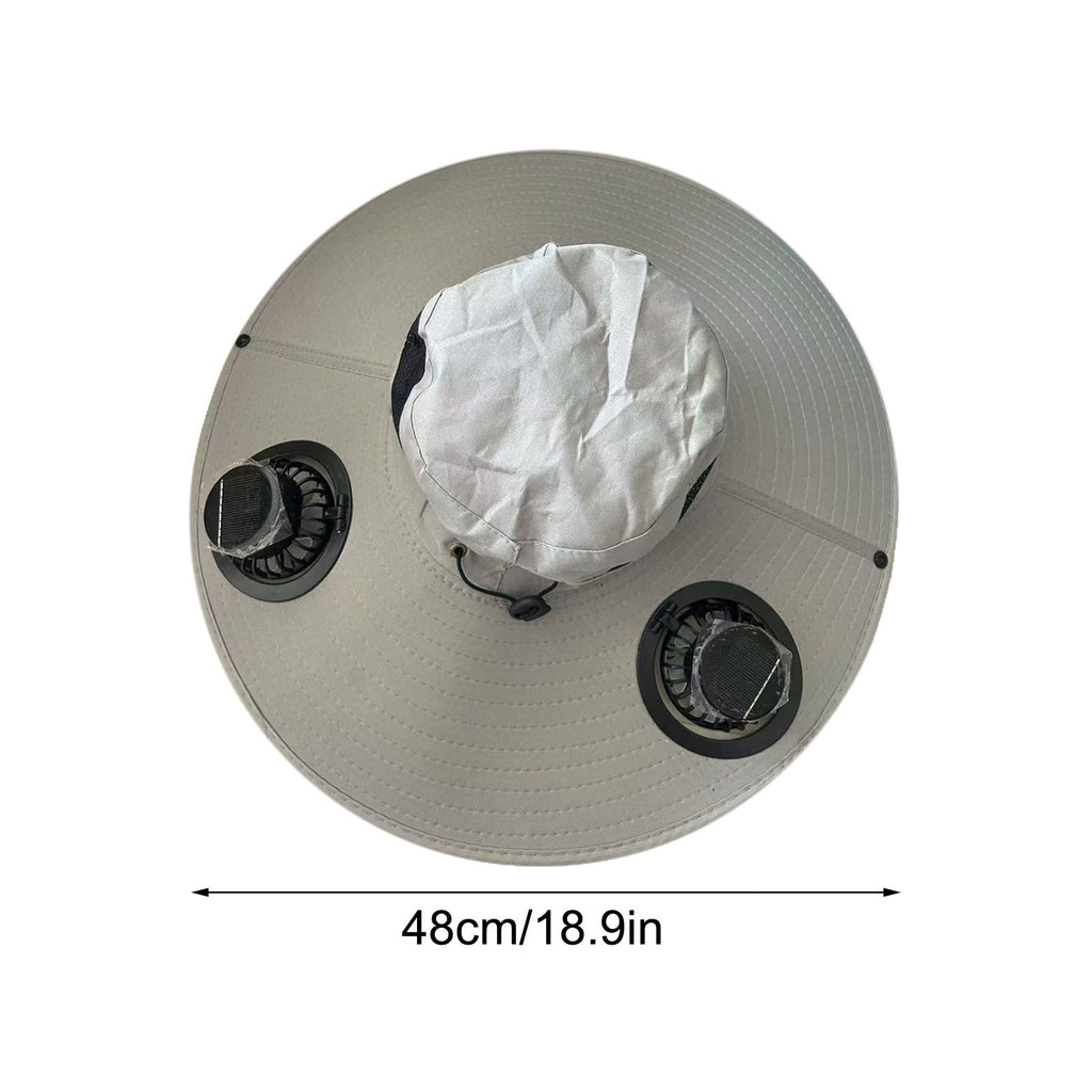 Solar Fan Hat Wide Brim Solar Fan Hat Outdoor Wide Brim Sun Hat with Solar Fan Fishing Hat, Removable & USB Charging Fan B-Gray