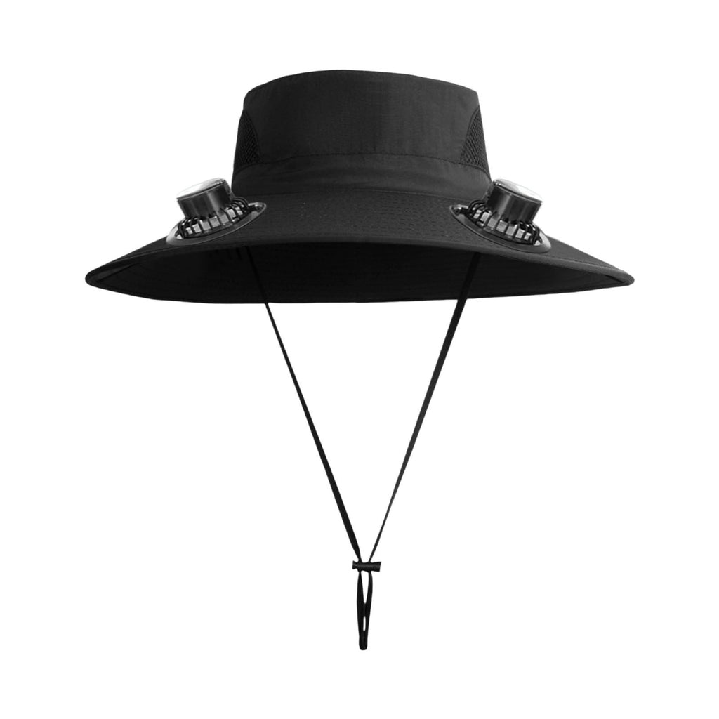 Solar Fan Hat Wide Brim Solar Fan Hat Outdoor Wide Brim Sun Hat with Solar Fan Fishing Hat, Removable & USB Charging Fan C-Black