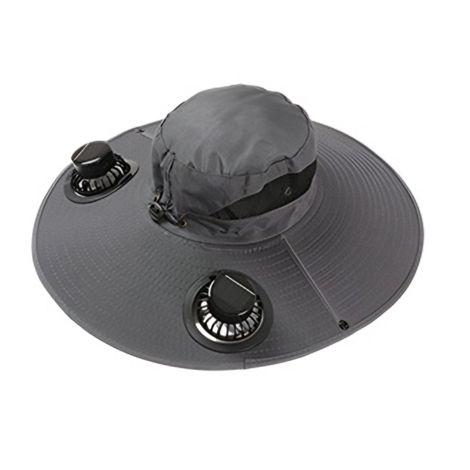 Solar Fan Hat Wide Brim Solar Fan Hat Outdoor Wide Brim Sun Hat with Solar Fan Fishing Hat, Removable & USB Charging Fan C-Dark Gray