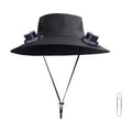 Solar Fan Hat Wide Brim Solar Fan Hat Outdoor Wide Brim Sun Hat with Solar Fan Fishing Hat, Removable & USB Charging Fan D-Black