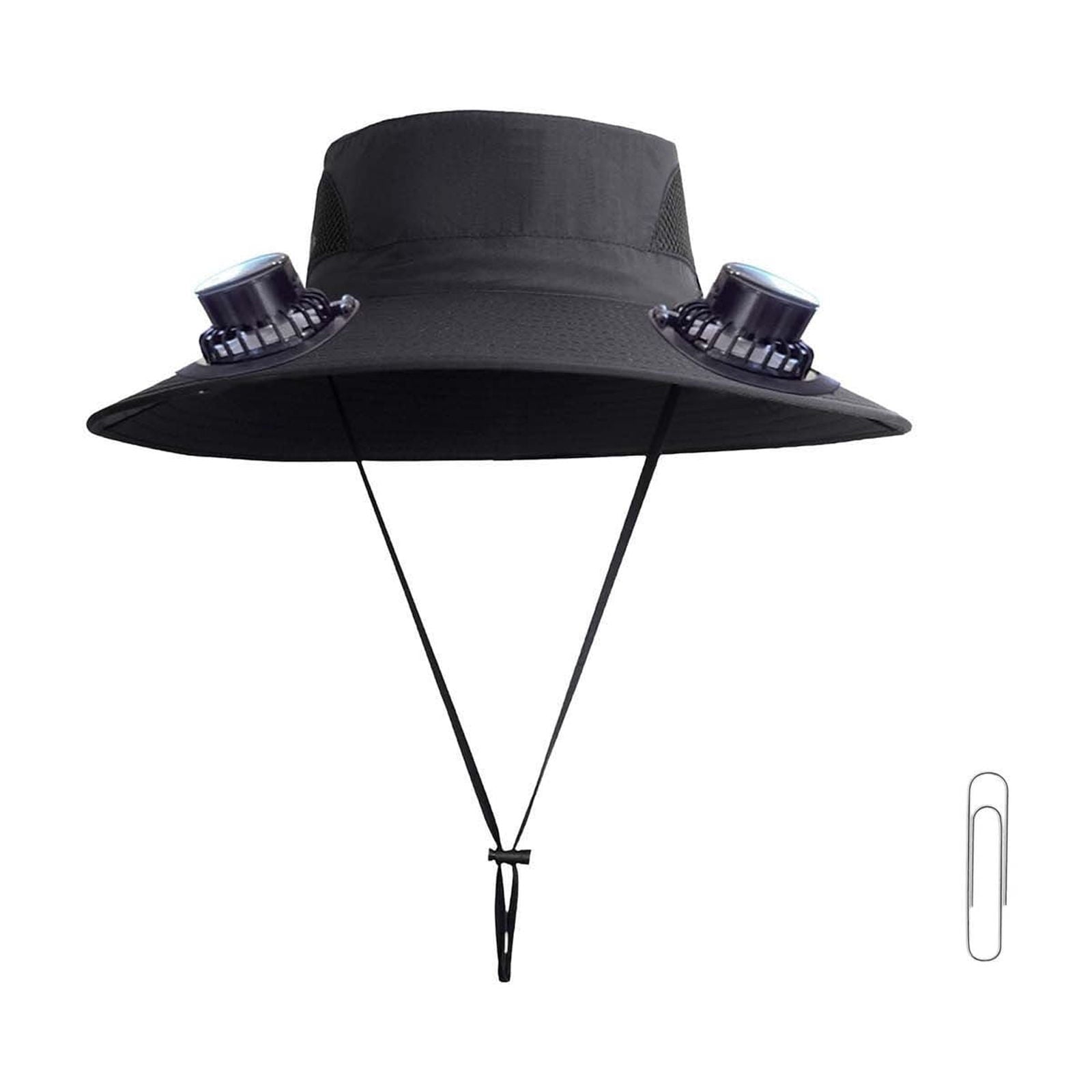 Solar Fan Hat Wide Brim Solar Fan Hat Outdoor Wide Brim Sun Hat with Solar Fan Fishing Hat, Removable & USB Charging Fan D-Black