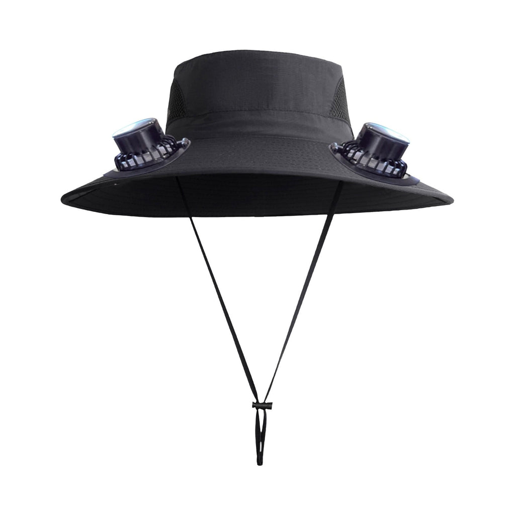 Solar Fan Hat Wide Brim Solar Fan Hat Outdoor Wide Brim Sun Hat with Solar Fan Fishing Hat, Removable & USB Charging Fan D-Black