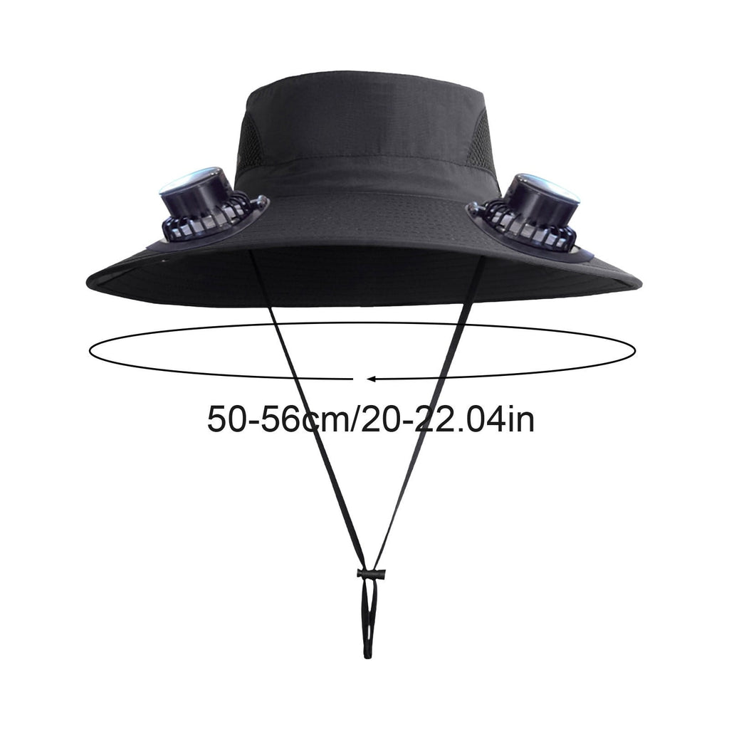 Solar Fan Hat Wide Brim Solar Fan Hat Outdoor Wide Brim Sun Hat with Solar Fan Fishing Hat, Removable & USB Charging Fan D-Black