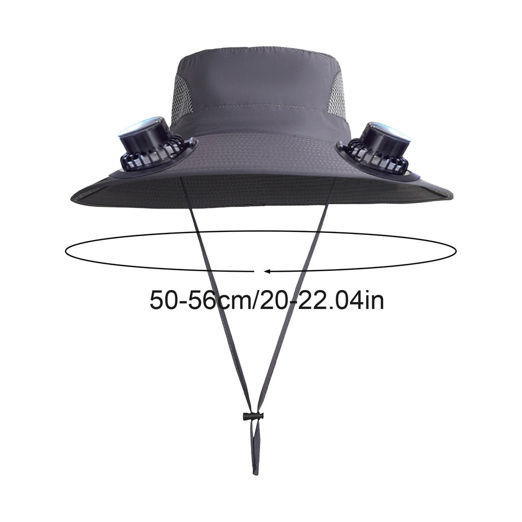 Solar Fan Hat Wide Brim Solar Fan Hat Outdoor Wide Brim Sun Hat with Solar Fan Fishing Hat, Removable & USB Charging Fan D-Gray