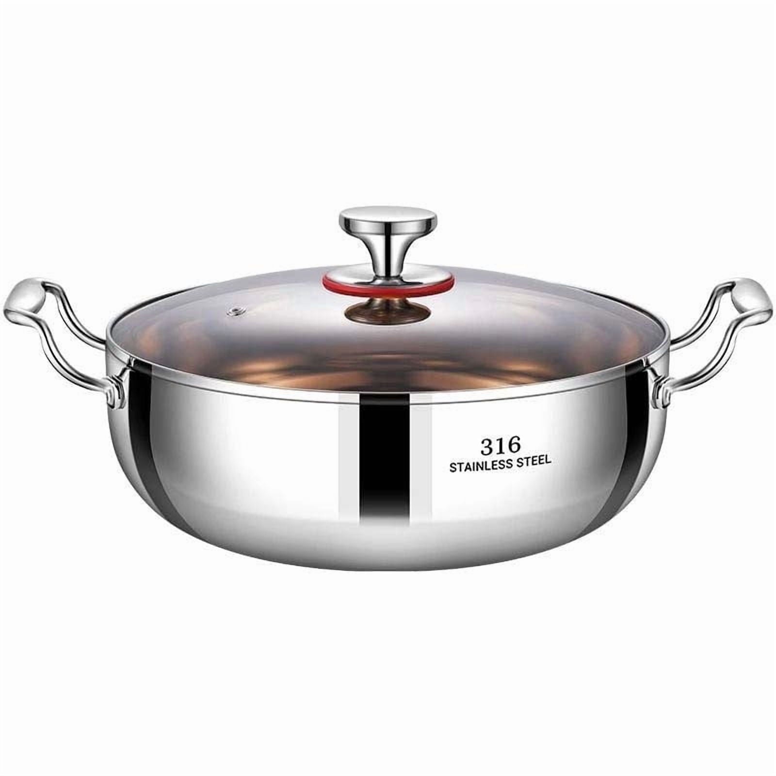 316 Stainless Steel Hot Pot with Lid Large Pots for Cooking Thick Bottom Stew Soup Pots with Lid Stockpot for Pasta, Soup, Simmer Kitchens Appliances Multicolor