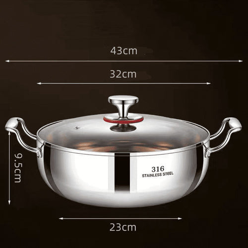 316 Stainless Steel Hot Pot with Lid Large Pots for Cooking Thick Bottom Stew Soup Pots with Lid Stockpot for Pasta, Soup, Simmer Kitchens Appliances Multicolor