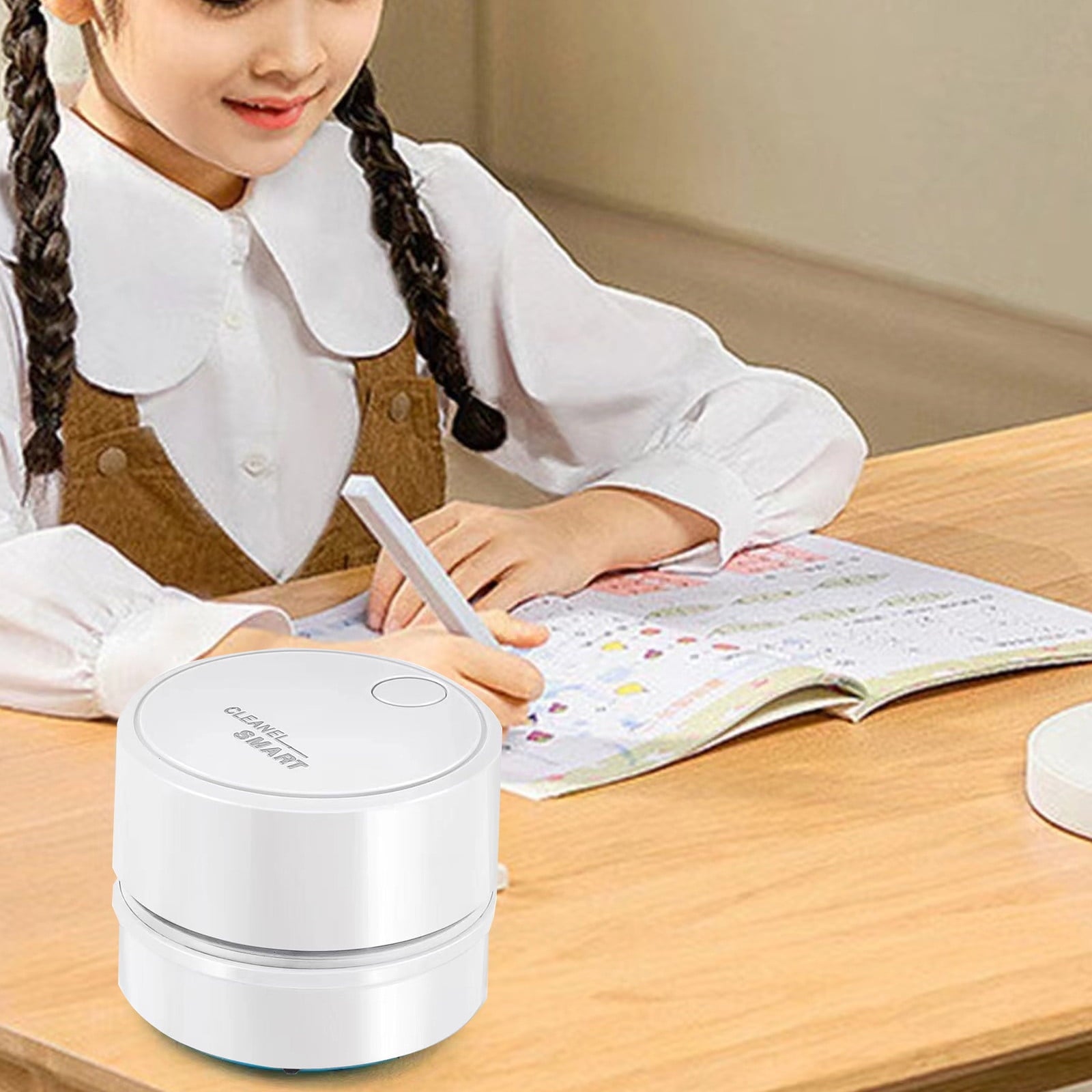 Back to School Chmadoxn Desk Vacuum Cleaner, 360 Degree Rotating Design, Mini Table Vacuum Improved Details USB Cordless Vacuum, Sucks up Tiny Items Crumbs for Desktop Drawer Countertop 2.5×3.2 in White