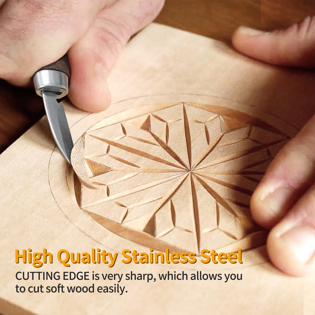 Wood Carving Tools Set - Wood Carving Knife Kit for Beginners, Adults, and Kids, Includes 3  Knives for DIY Woodworking and Carving Enthusiasts（Flat handle six piece set）