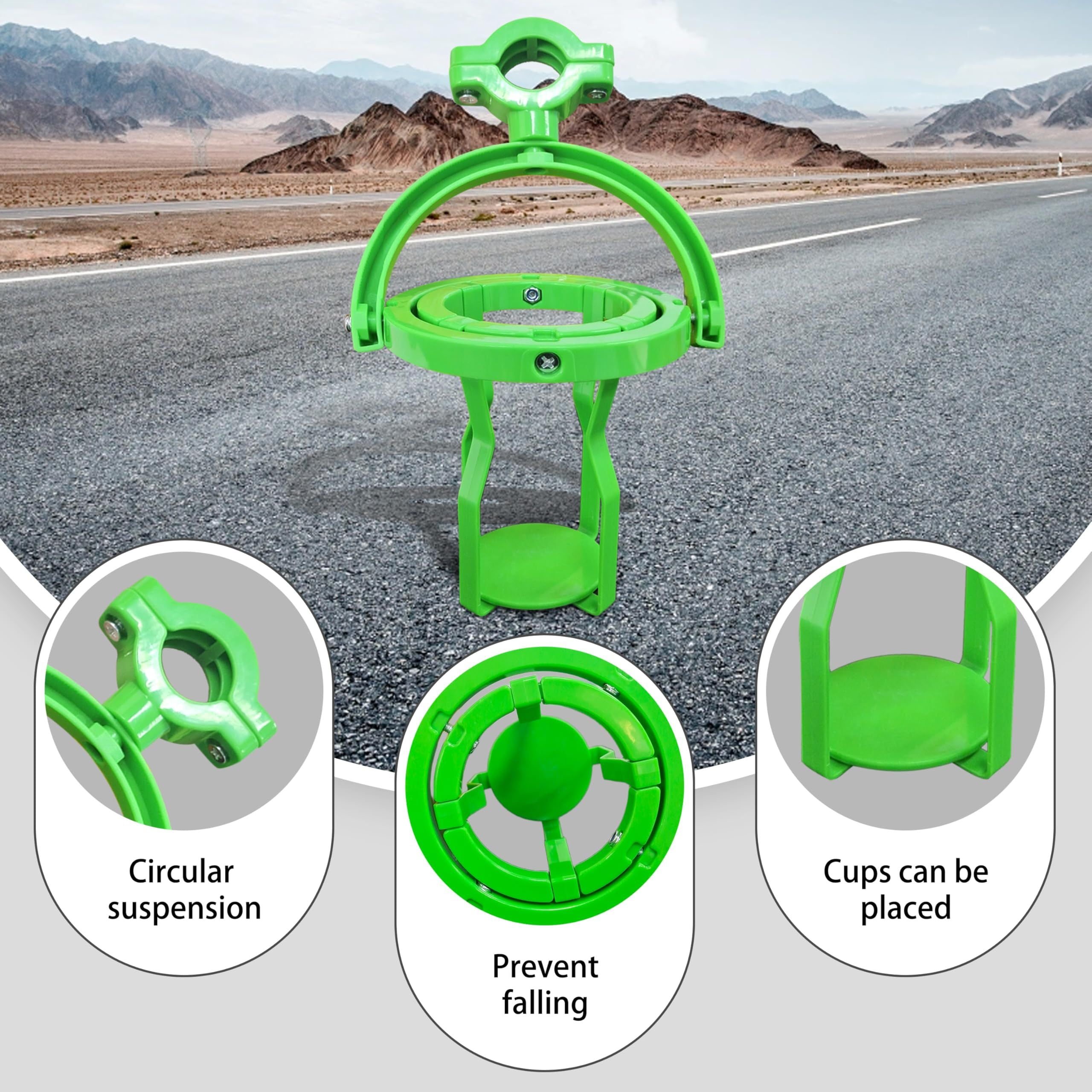 Gyroscope Cup Holder, 360 ° Rotatable No Spill Cup Holder, Gimbal Gyro Self Leveling Universal Drink Holder for Truck, Tractor, Bus Driver (Green)