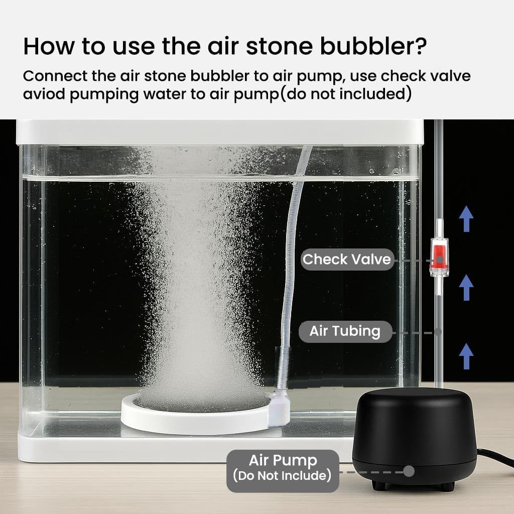 Aquarium Air Stones Oxygen Bubbler, 4 Inch Fish Tank Quiet Oxygen Aerator, Air Pump Accessories Airstones for Fish Tank and Hydroponics