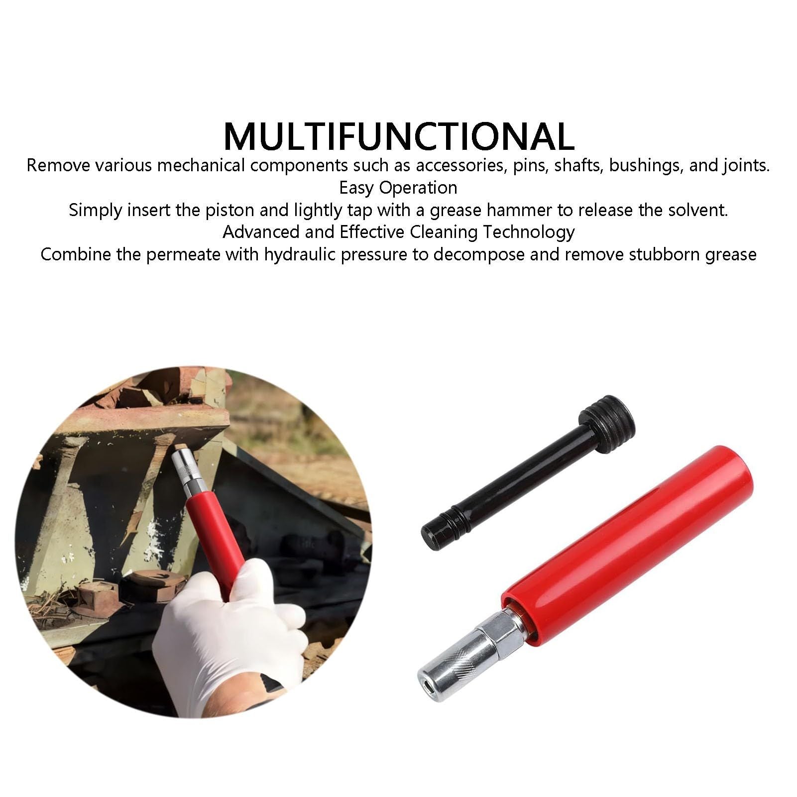 Grease Fitting Cleaning Tool -Grease Zerk Cleaner, Zerk Fitting Cleaning Tool, Remove Old Dried Grease from Fittings, Pins, Shafts, Bushings, and Joints （Red）