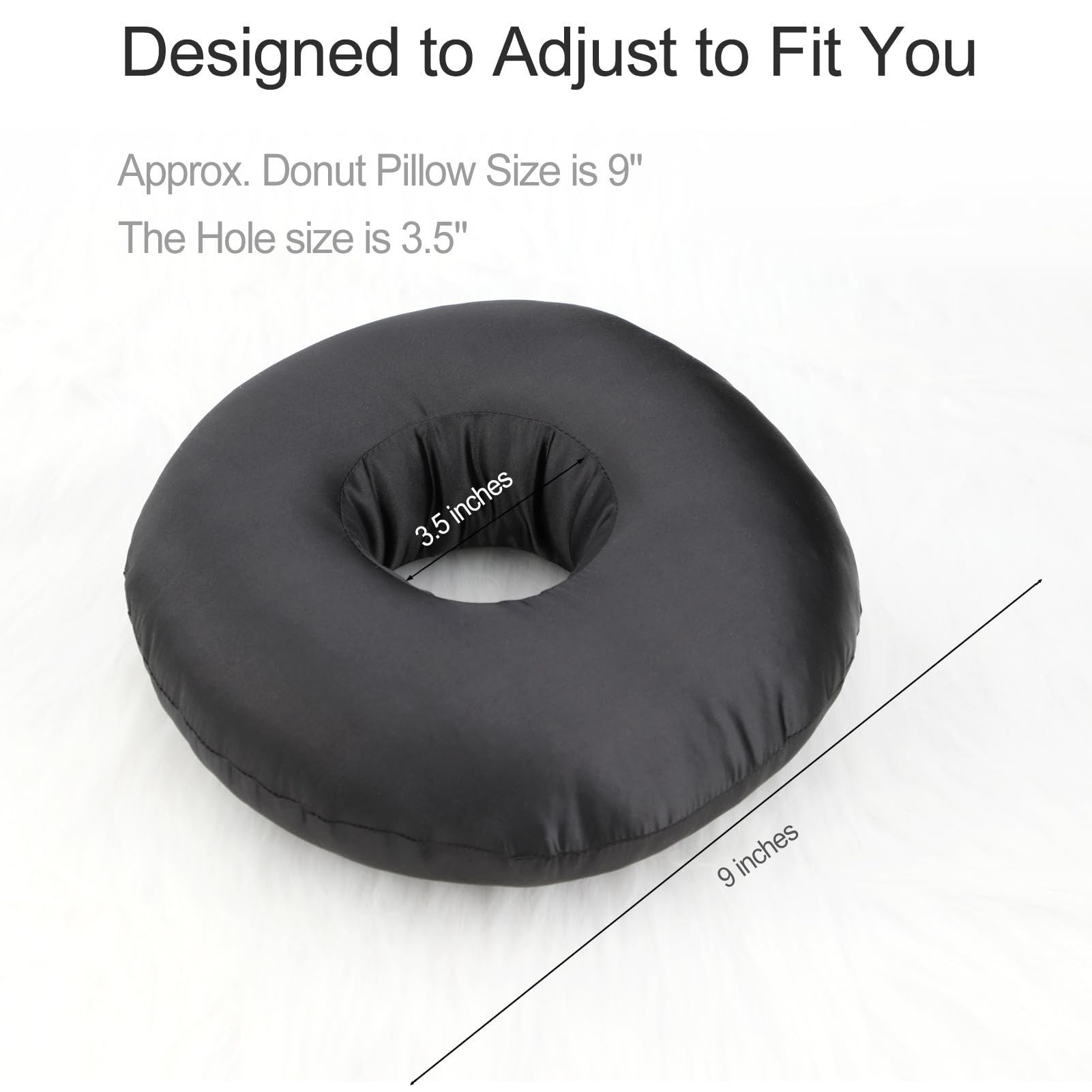 Piercing Pillow Ear Pillows Donut with Hole for Ear Pain  Piercing Pain Relief Sleeping Pressure Sore Side Sleepers Smooth Cooling Ear Guard Protector, Black