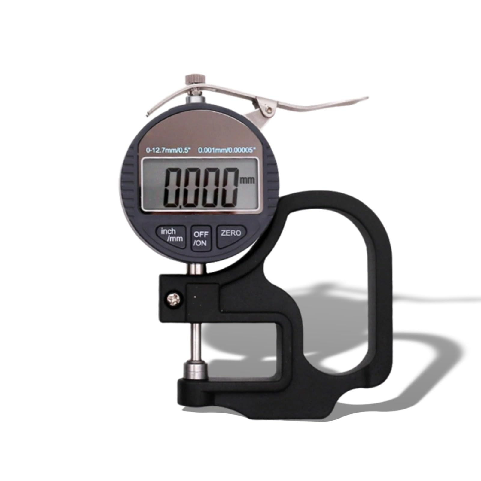 Digital Thickness Gauge, Thickness Micrometer Meter, 0 to 12.7mm Digital Display Measuring Tool with LCD Display, for Paper Film (0.001mm Accuracy)