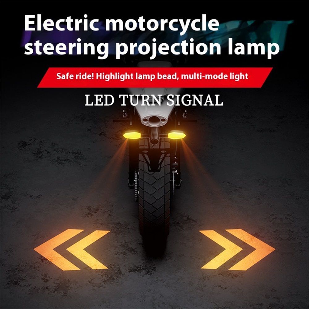 2x Motorcycle LED Turn Signal Projector Lights RGB DRL 27 Modes Arrow