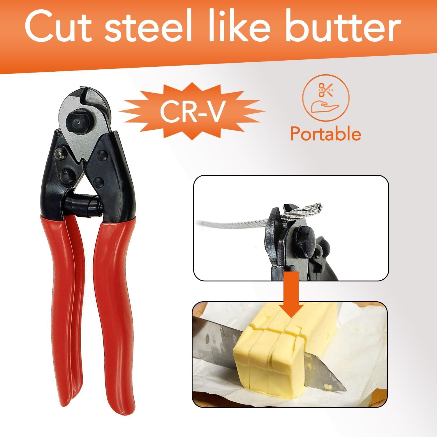 8 Inch Wire Rope Cutter, Stainless Steel Cable Cutter, Heavy Duty Wire Cutters Cutting Up to  Wire Seals, Aircraft Cables, Decking, Railing,