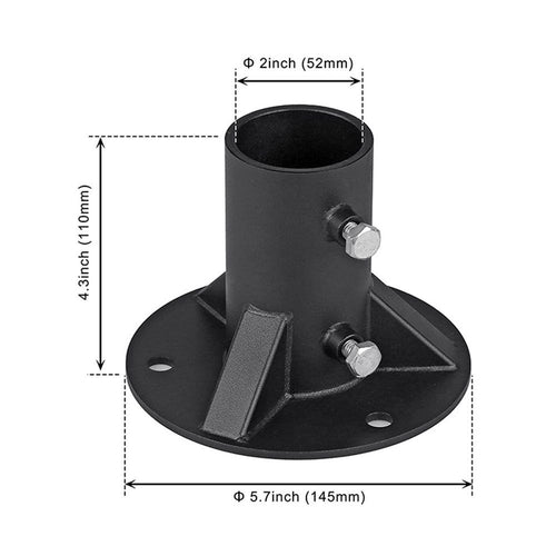 2" Base Flange,Chain Link Fence Pole Floor Flange, Heavy Solid Fence Post Concrete Mount for Holding The Fence/Mailbox/Flag Round Posts, Bolts/Side Screws are Included