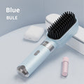 Cordless Hair Straightener Brush Portable on The go Comb for Travel USB chargingTwo Power sources Fast HeatingLCD Large Screen Display (blue)