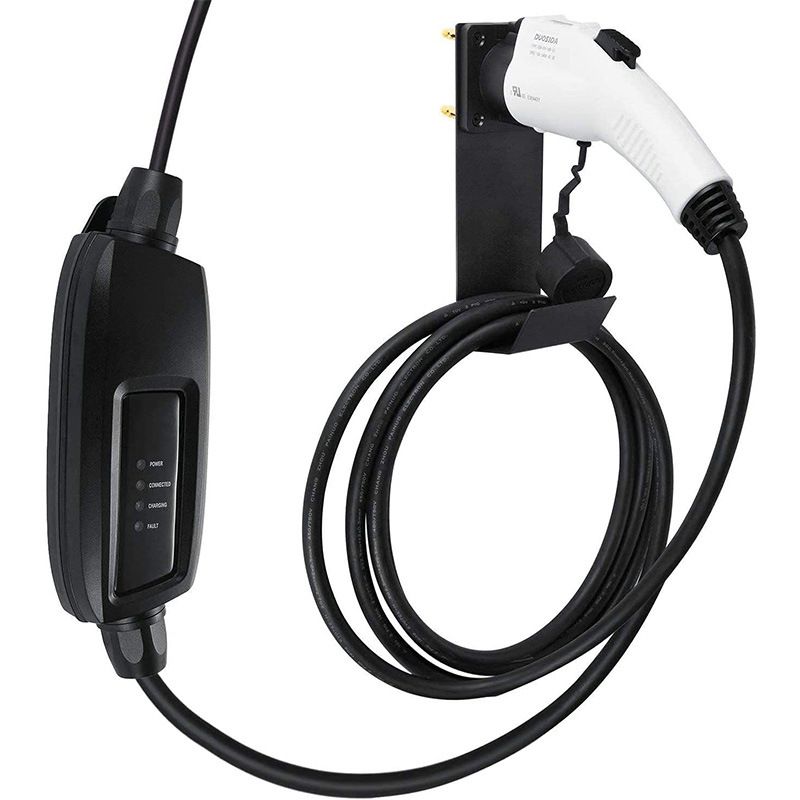 Electric Vehicle Charger Nozzle Holster Dock & J-Hook for Cable Management - Tesla Charger Cord Organizer Compatible with Mobile Connector & Wall Connector，7.4*5*23cmThe packaging includes a base, a hook, four screws, and four expansion wires， J1772 model