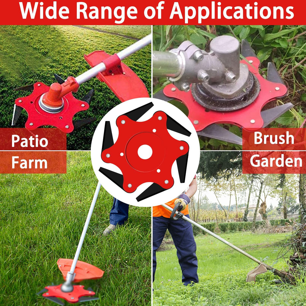 2 pack Trimmer Head Lawn Mower Head Accessories, 6 Teeth Trimmer Head Garden Tool Brush Cutter Cutting Head Blade Razors Lawn Mower Garden Grass Eater Brush Cutter (Red)