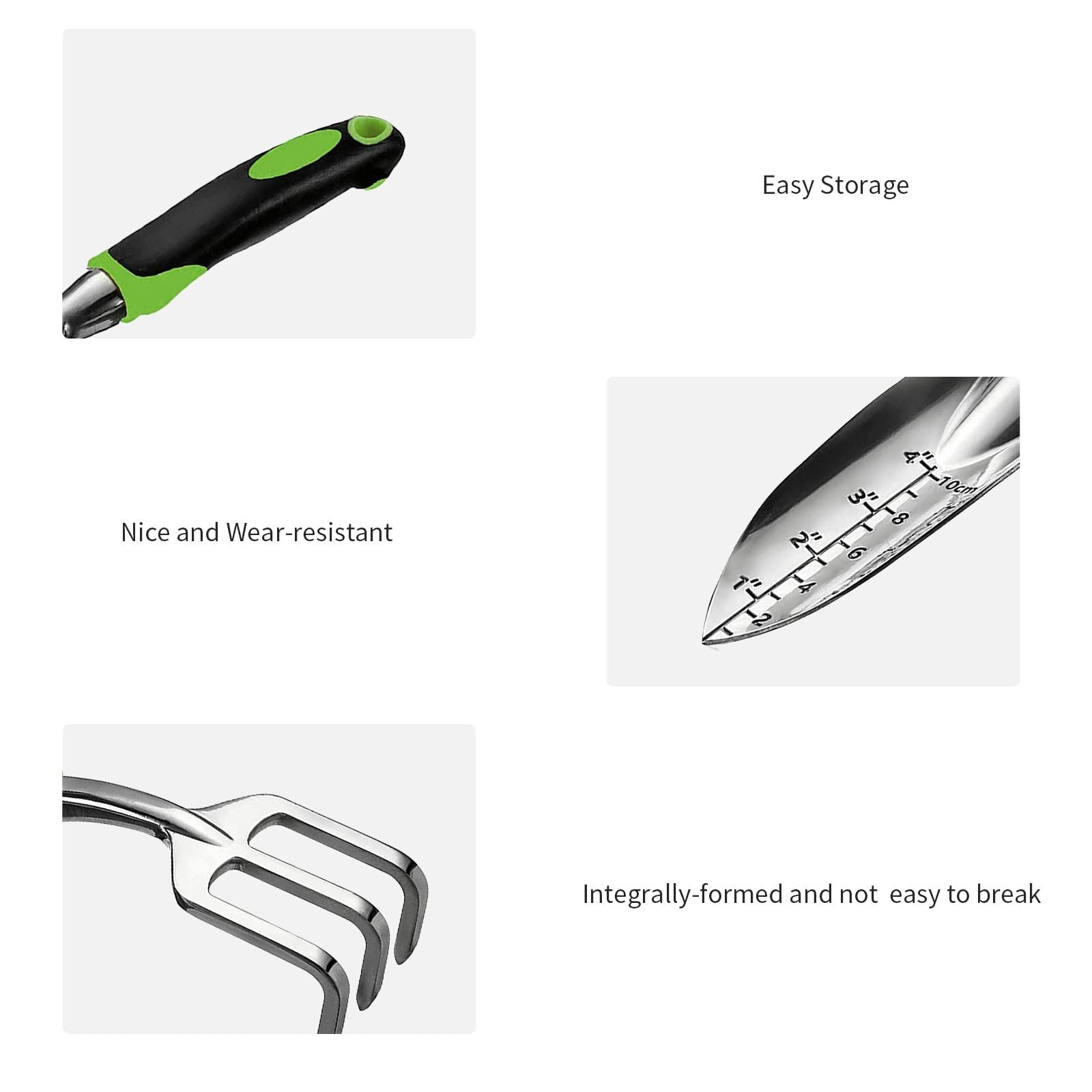 Gardening Hand Tool Set 3 Pack - Heavy Duty Gardening Kit with Non-Slip Soft Ergonomic Handle, Great Garden Gift for Women Men[aluminum alloy]