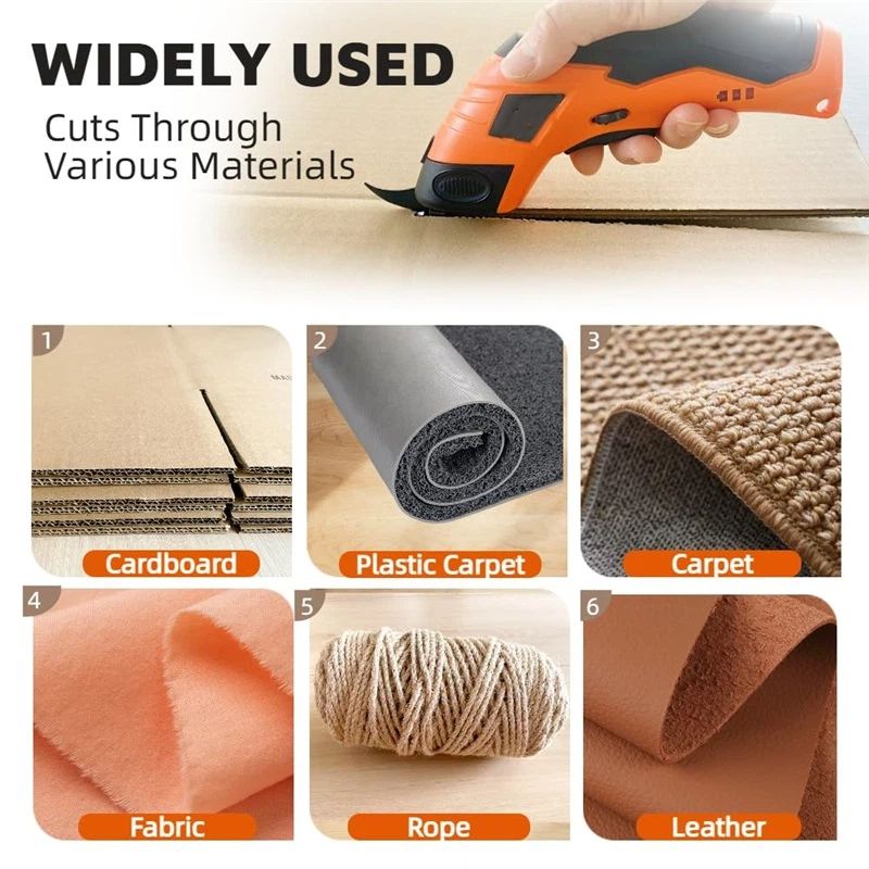 Super Scissors, Cardboard Cutter，Electric Box Cutter,Ultimate Cutting Tool for Home& Craft,Cordless Electric Scissors 2 Blades Included，Cutting Fabric, Cardboard & Plastic（Orange Color，22cm long）