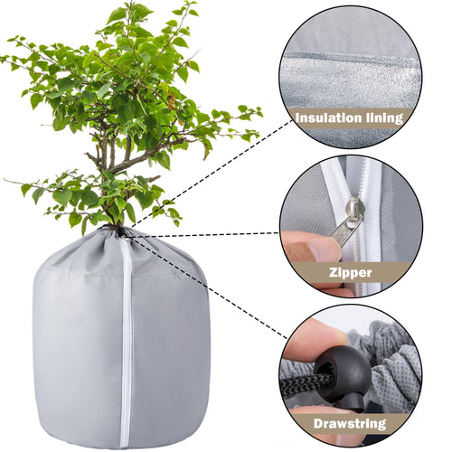 2-Pack Plant Pot Covers for Winter Freeze Protection - Frost Protection Cover for Outdoor Plants & Shrubs (grey)