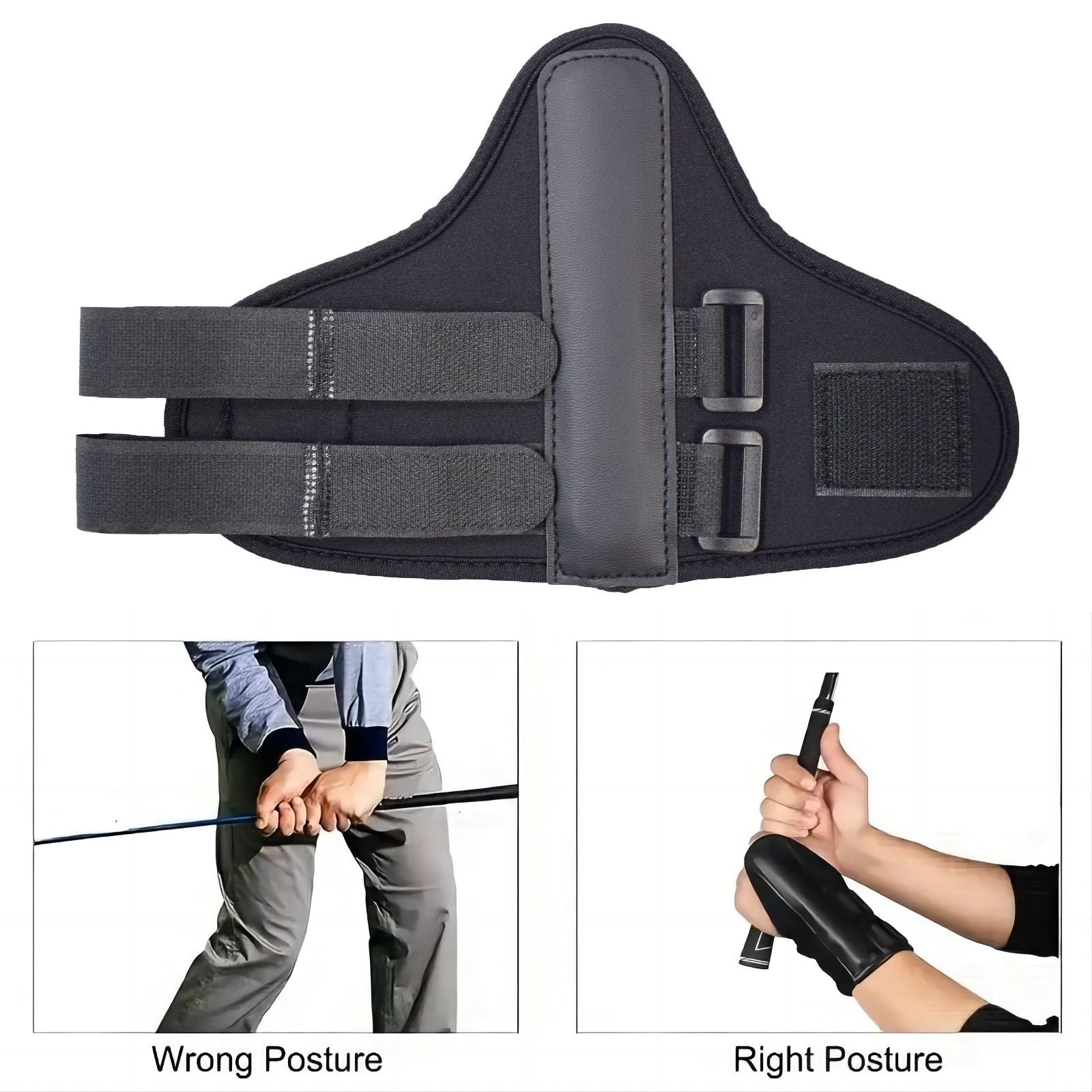 Golf Swing Training Aid, Golf Wrist Brace for Golf Training Swing Correction  Golf Swing Arm Band （black 2pcs）