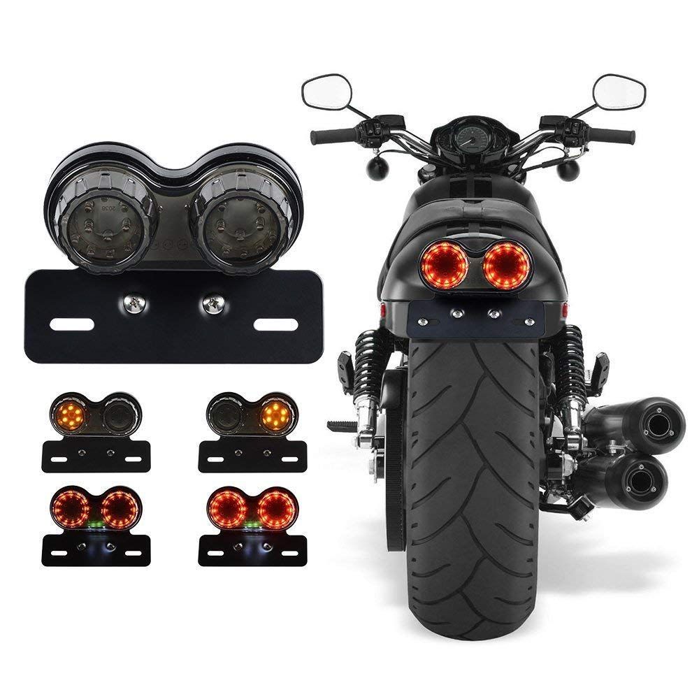 Motorcycle LED Tail Light Integrated Brake Turn Signal Number Plate Bracket 10W