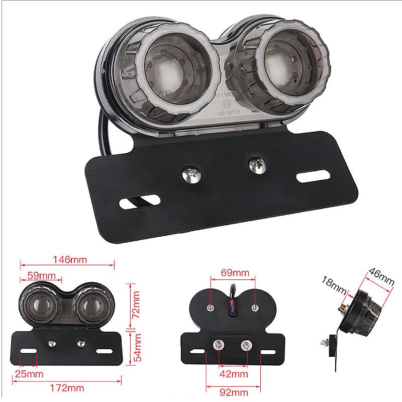 Motorcycle LED Tail Light Integrated Brake Turn Signal Number Plate Bracket 10W