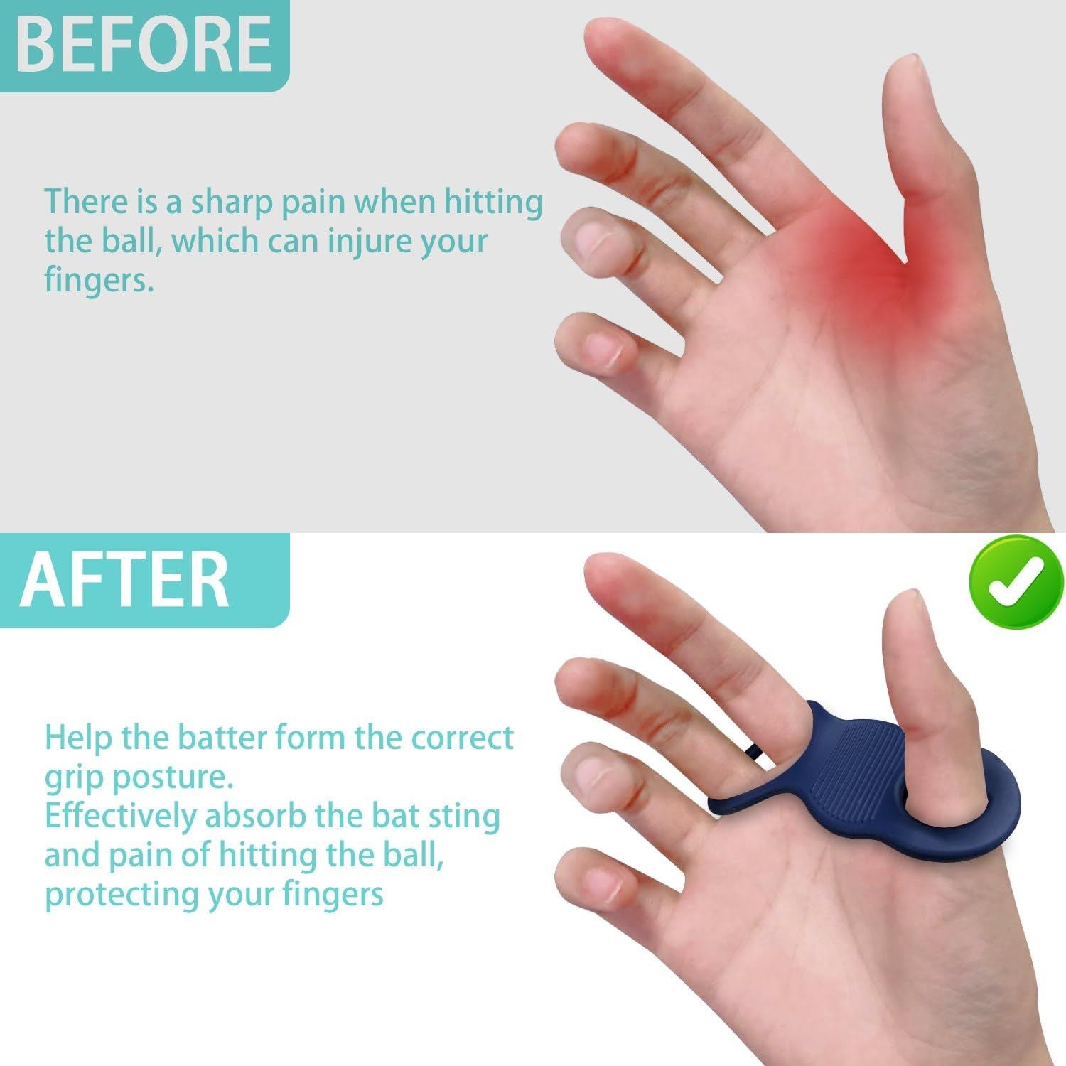 2 Pack Soft Silicone Baseball&Softball Thumb Guards for Shock Absorption, Blister Prevention, Bat Sting Reduction for Swing Training （blue）