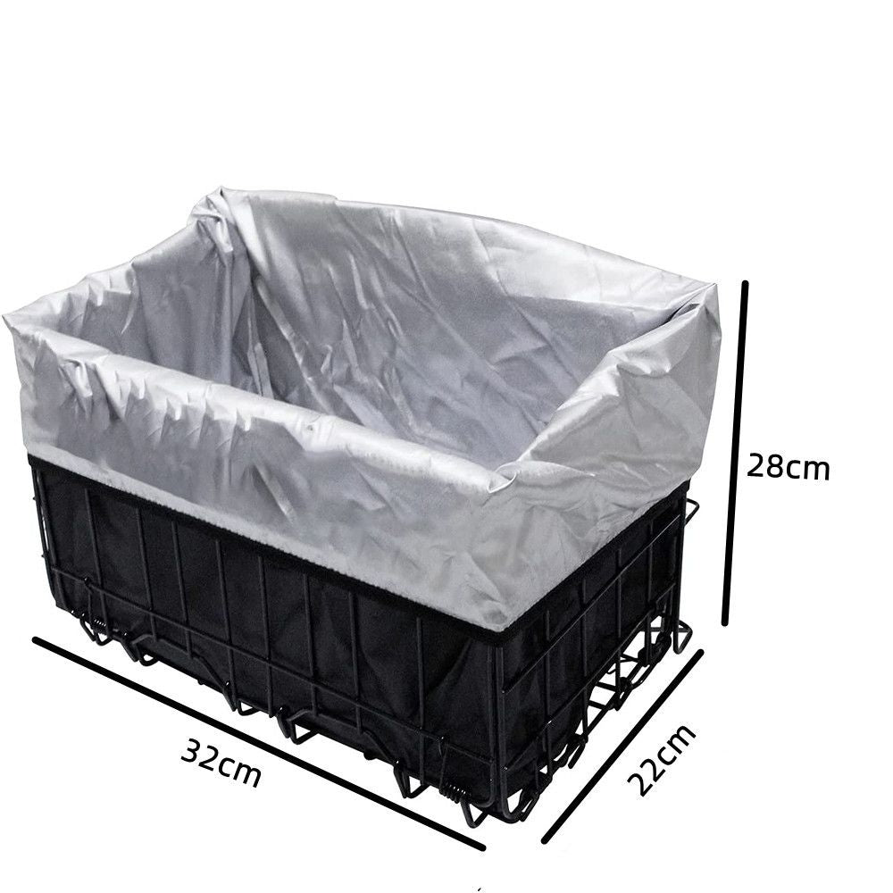 Wiel Bike Basket with Liner Rainproof Cover, Folding Bicycle Basket Easy Install to Front Handlebar or Rear Rack for Commuter Grocery Shopping Picnic