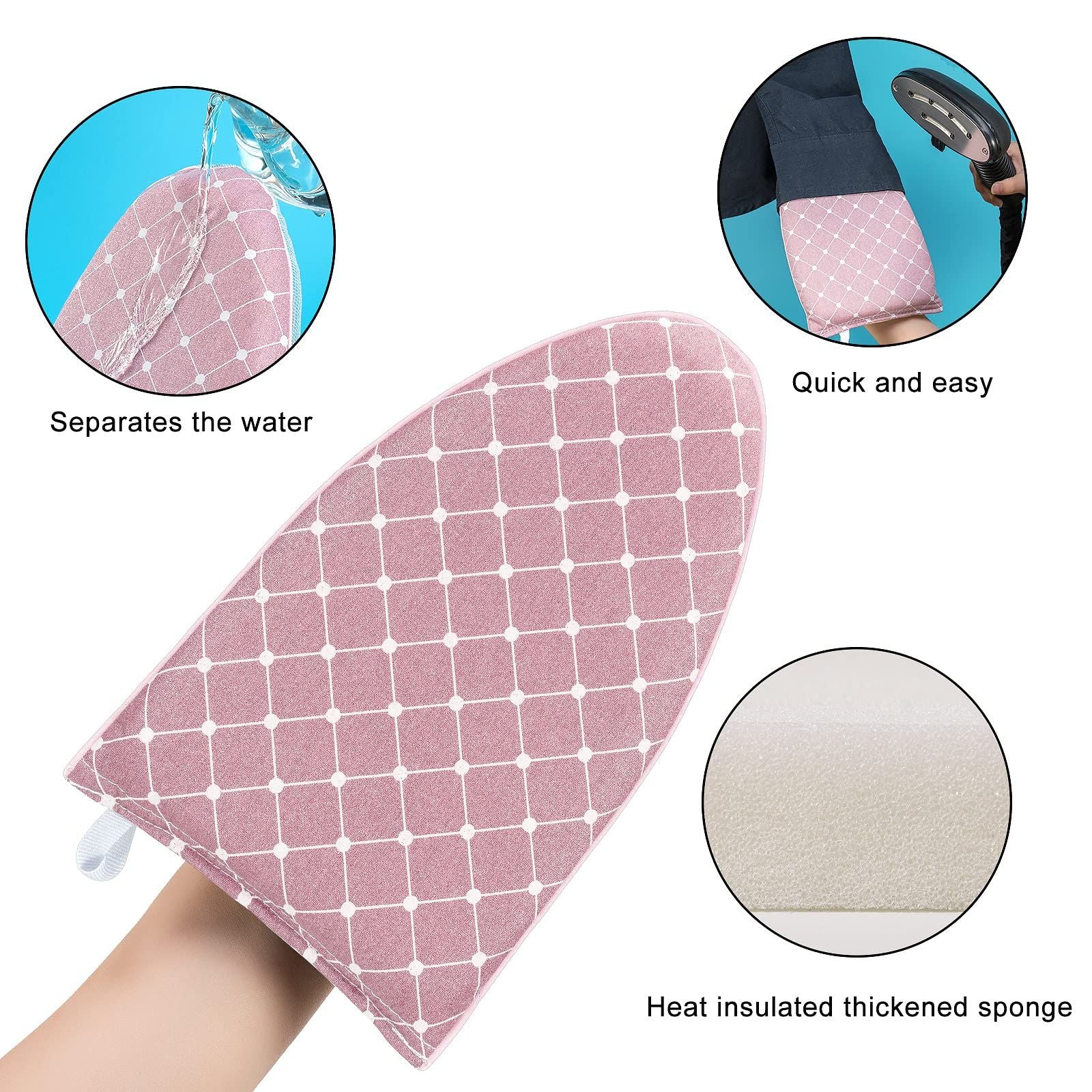 2 pack Garment Steamer Ironing Gloves Anti Steam Glove Heat Resistant Garment Steamer Mitt, Garment Steam Accessories for Clothes，pink