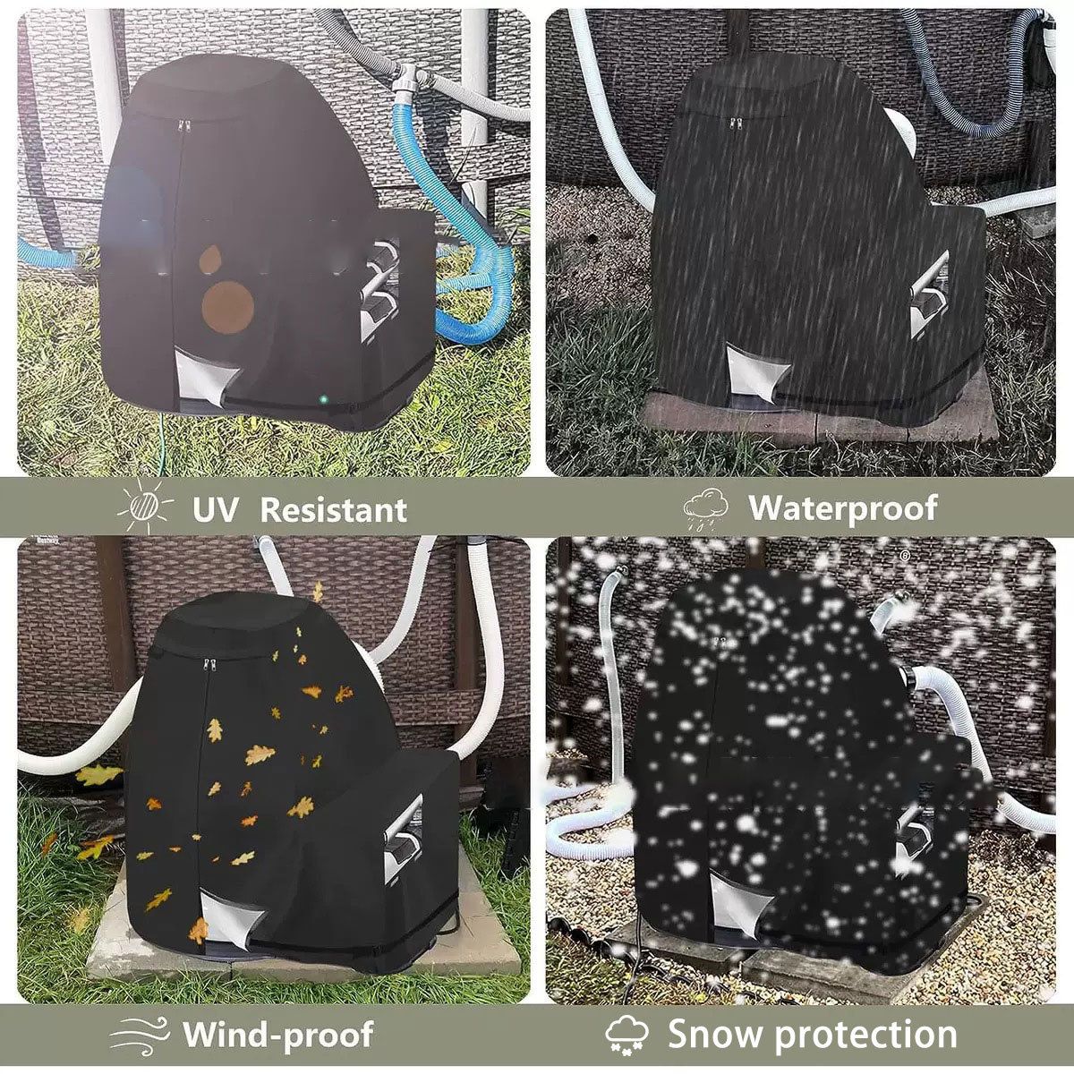 Sand Filter Pump Cover,Waterproof Anti-UV Above Ground Pool Pump Cover,Suitable for Most Popular Brands Sand Filter on Market (Black)