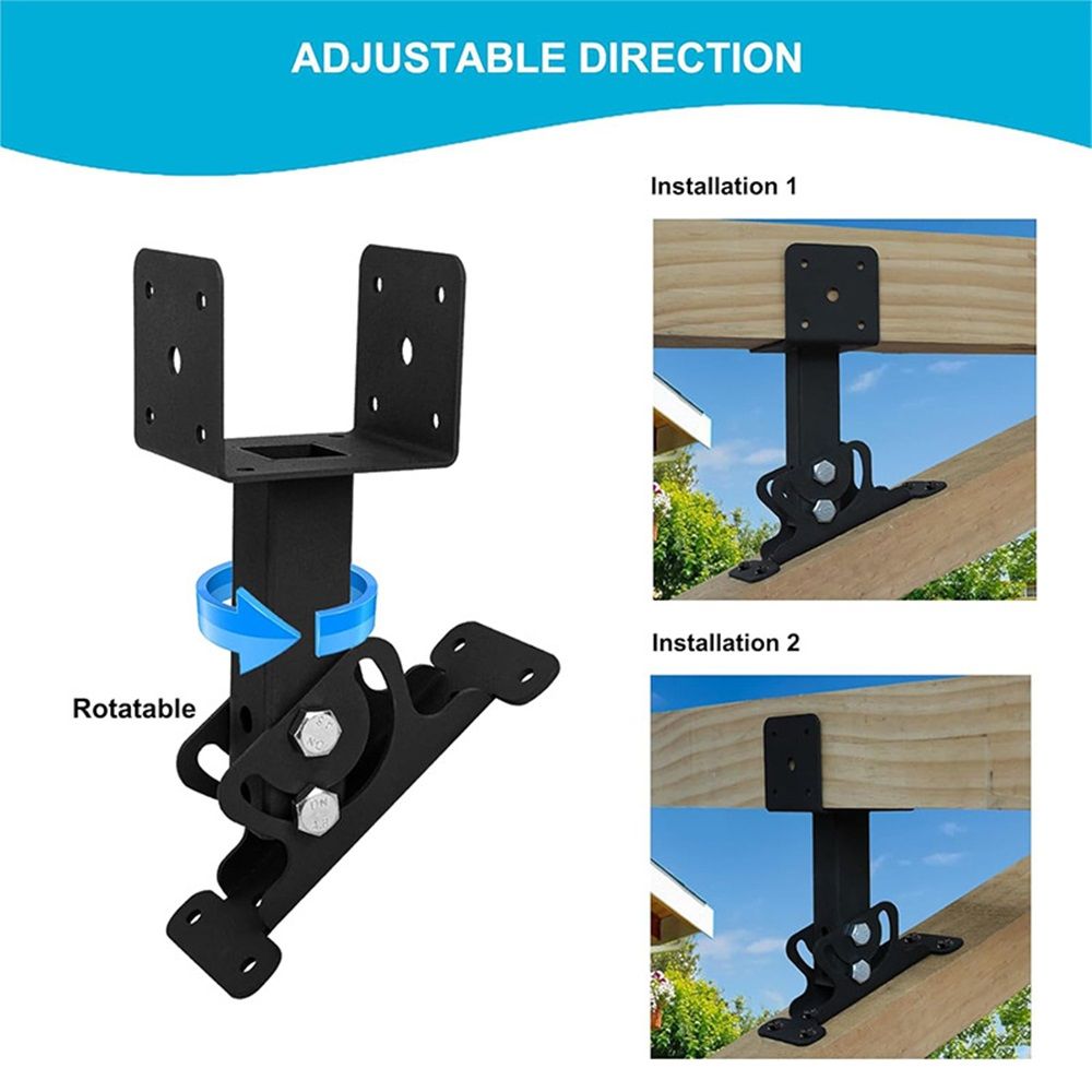 Roof Riser Brackets Kit Adjustable Pergola Roof Riser Beam Brackets Heavy Duty Roof Beam Mount Brackets Wood Post,Black