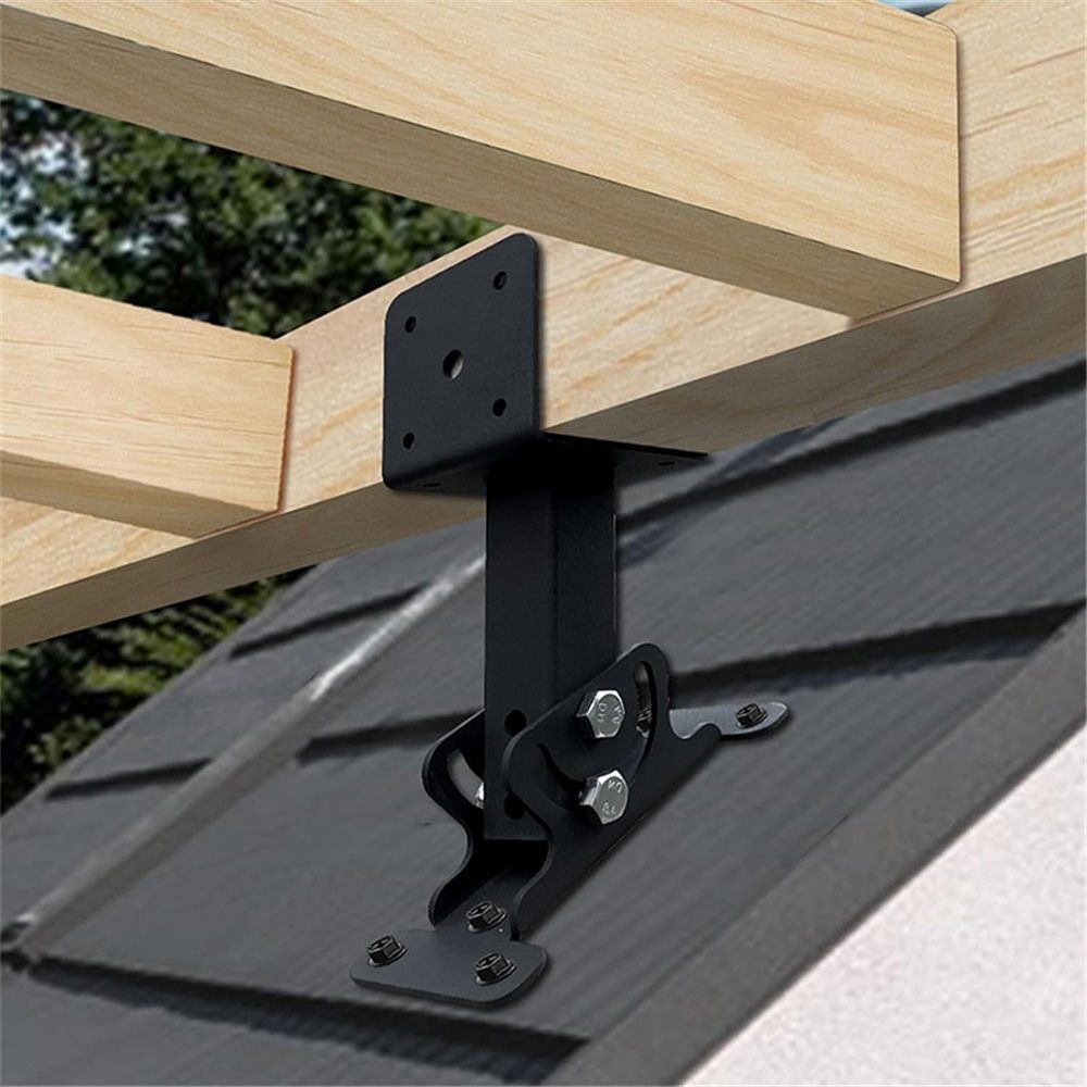 Roof Riser Brackets Kit Adjustable Pergola Roof Riser Beam Brackets Heavy Duty Roof Beam Mount Brackets Wood Post,Black