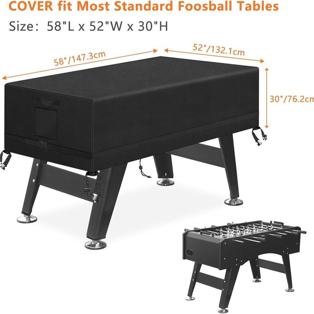 Foosball Table Cover Outdoor Waterproof Soccer Table Cover Heavy Duty Rectangular Patio Football Game 132 x 76 x 147 cm