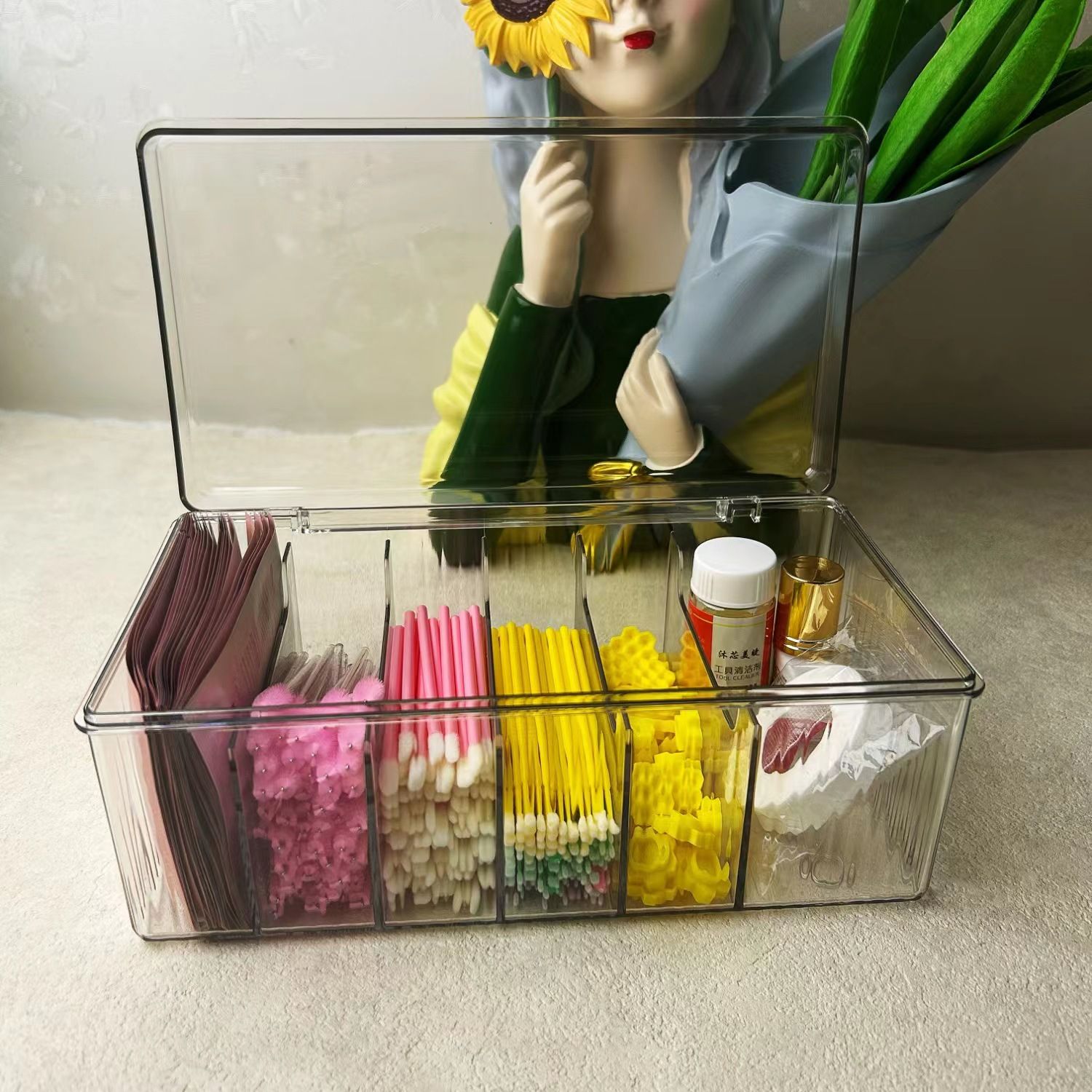 Lash Extension Organizers and Storage, Lash Extension Supplies Organizer, Lash Cart Organizer, Acrylic Large Capacity Eyelash Extension Supplies Storage Box, Lashes Supplies Container（oniy box）