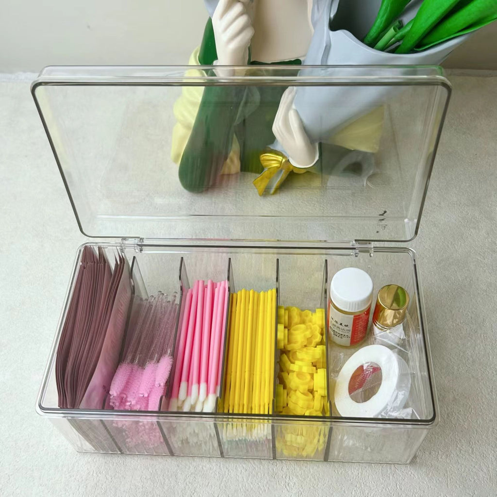 Lash Extension Organizers and Storage, Lash Extension Supplies Organizer, Lash Cart Organizer, Acrylic Large Capacity Eyelash Extension Supplies Storage Box, Lashes Supplies Container（oniy box）