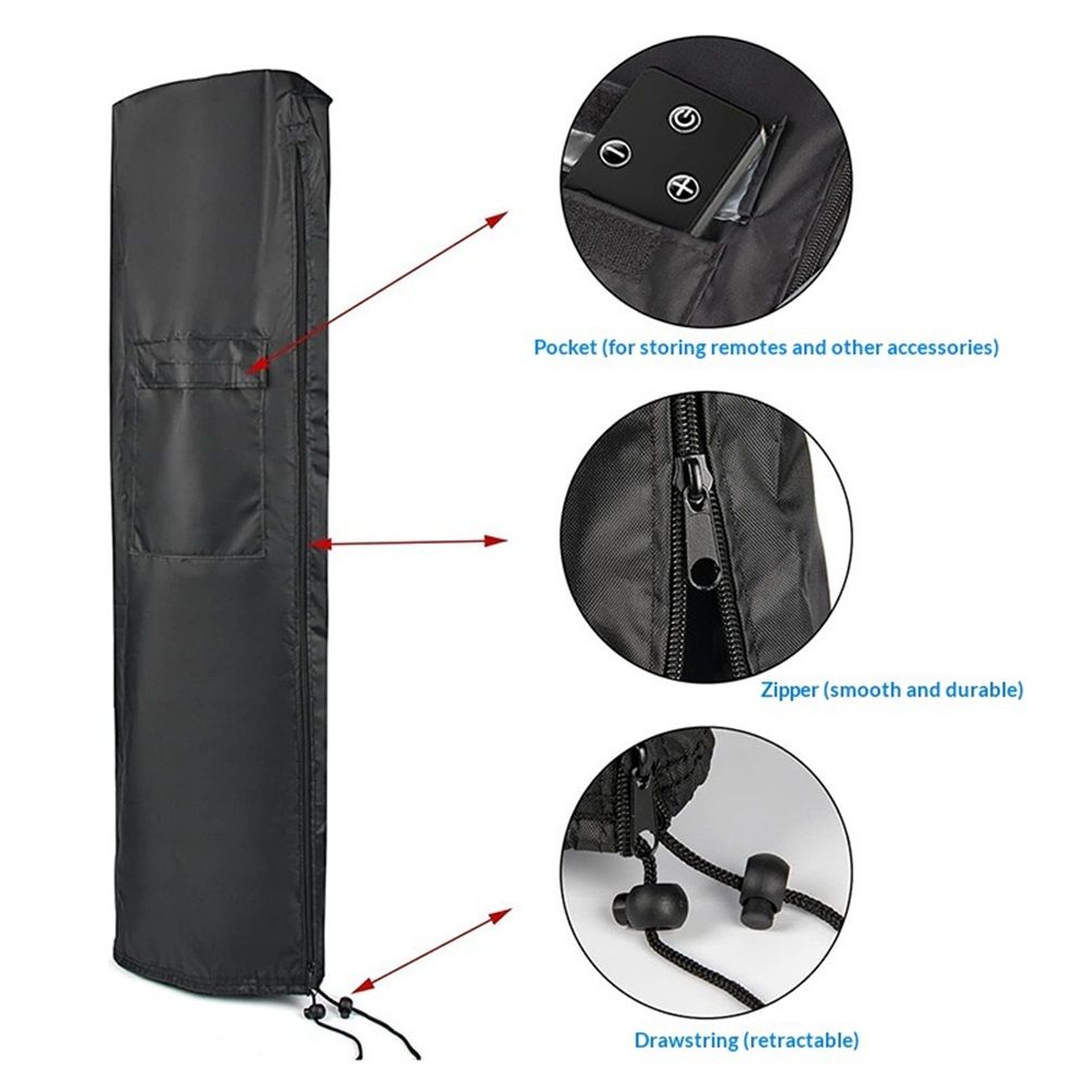 Patio Heater Covers for 42in Heater, Waterproof Outdoor Electric Heater Cover with Zipper Heavy Duty Storage Cover for Patio Outside Home Use - 10.2"L×12.6"W×41"H, Black
