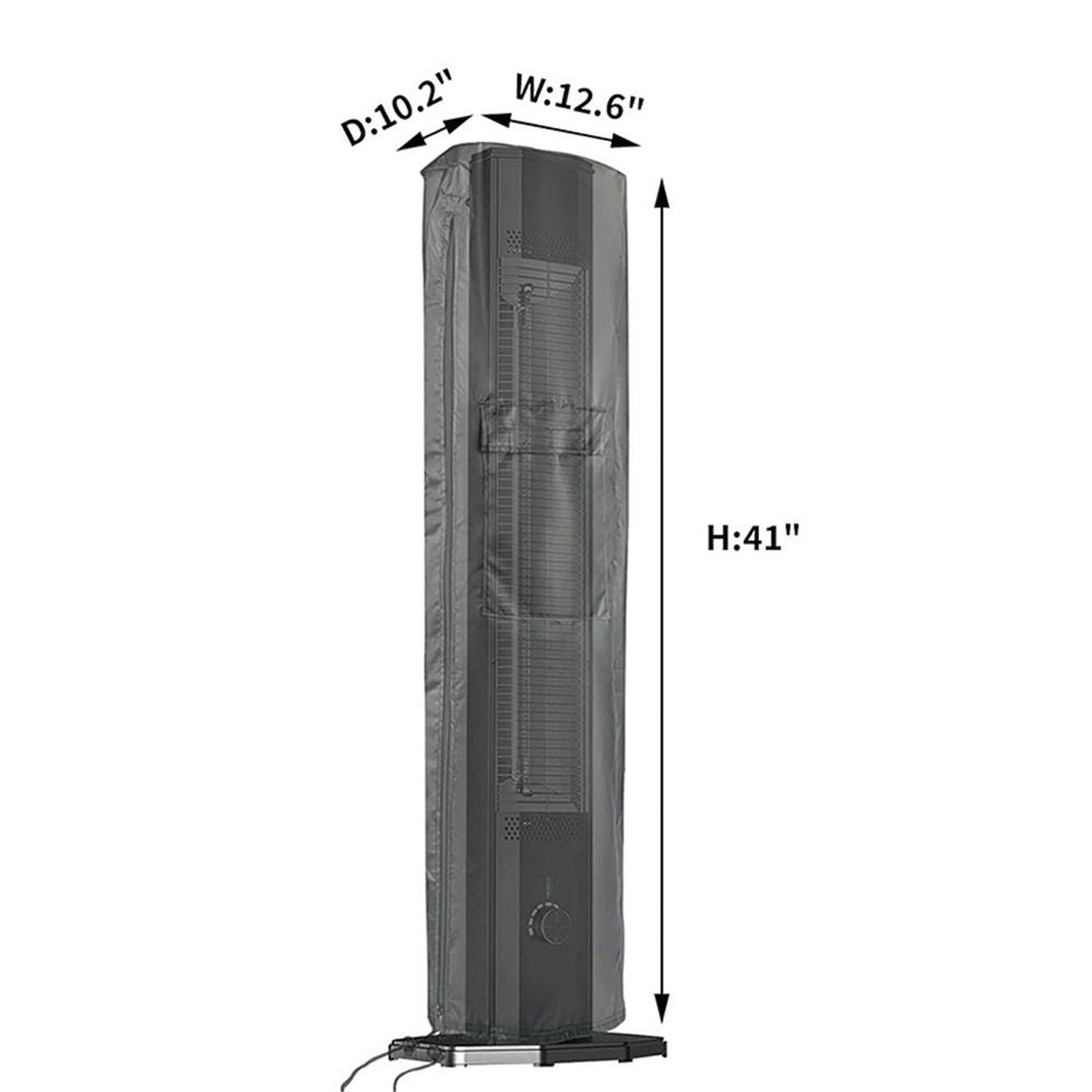 Patio Heater Covers for 42in Heater, Waterproof Outdoor Electric Heater Cover with Zipper Heavy Duty Storage Cover for Patio Outside Home Use - 10.2"L×12.6"W×41"H, Black