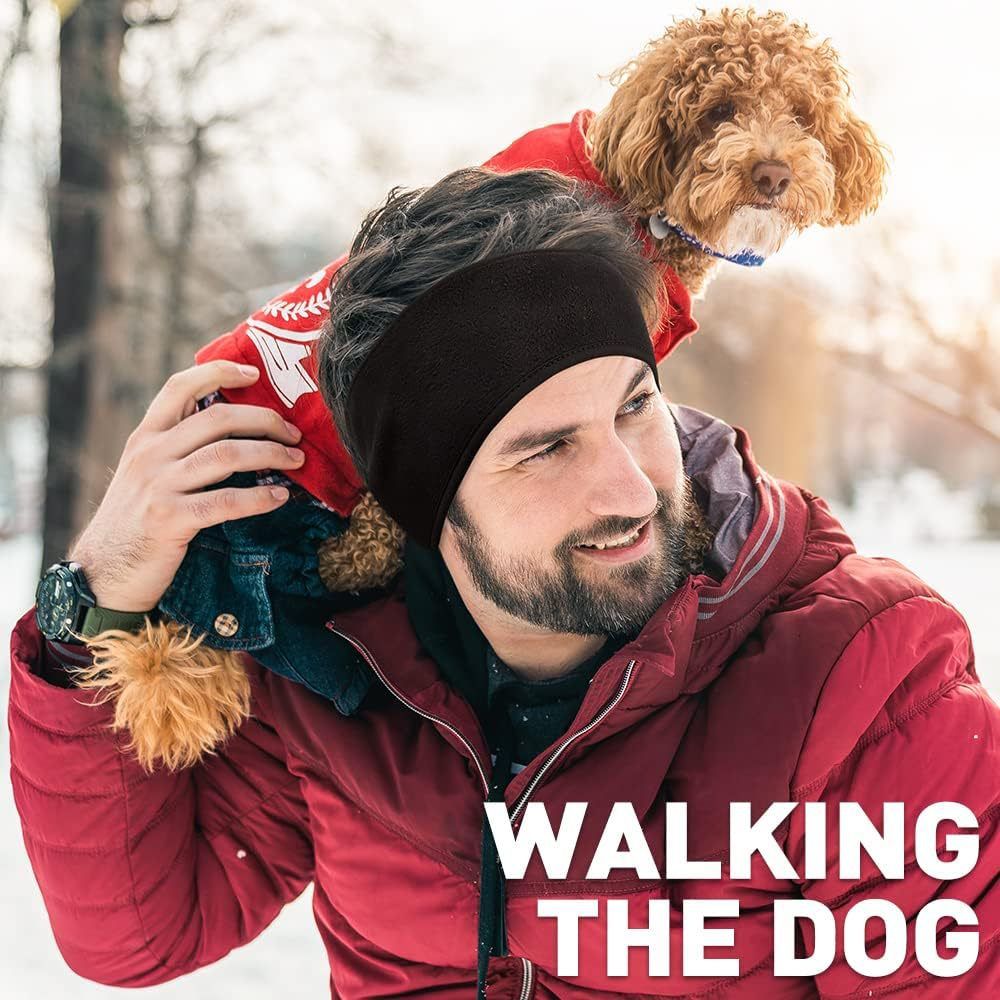 2 pack plush Ear Warmers for Men Women Kids - Winter Headband Ear Muffs Ear Covers for Cold Weather Running Cycling Ski
